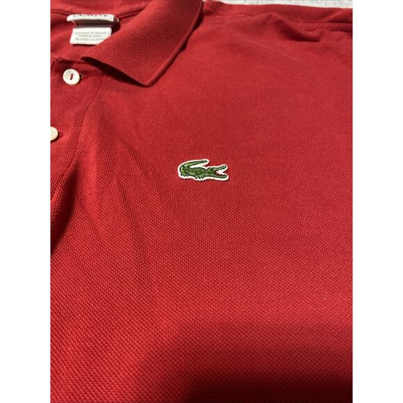 Lacoste Shirt Mens XXXXL 9 Red Polo Minimalist Preppy Classic Devanlay 4XL Vtg - Picture 3 of 9